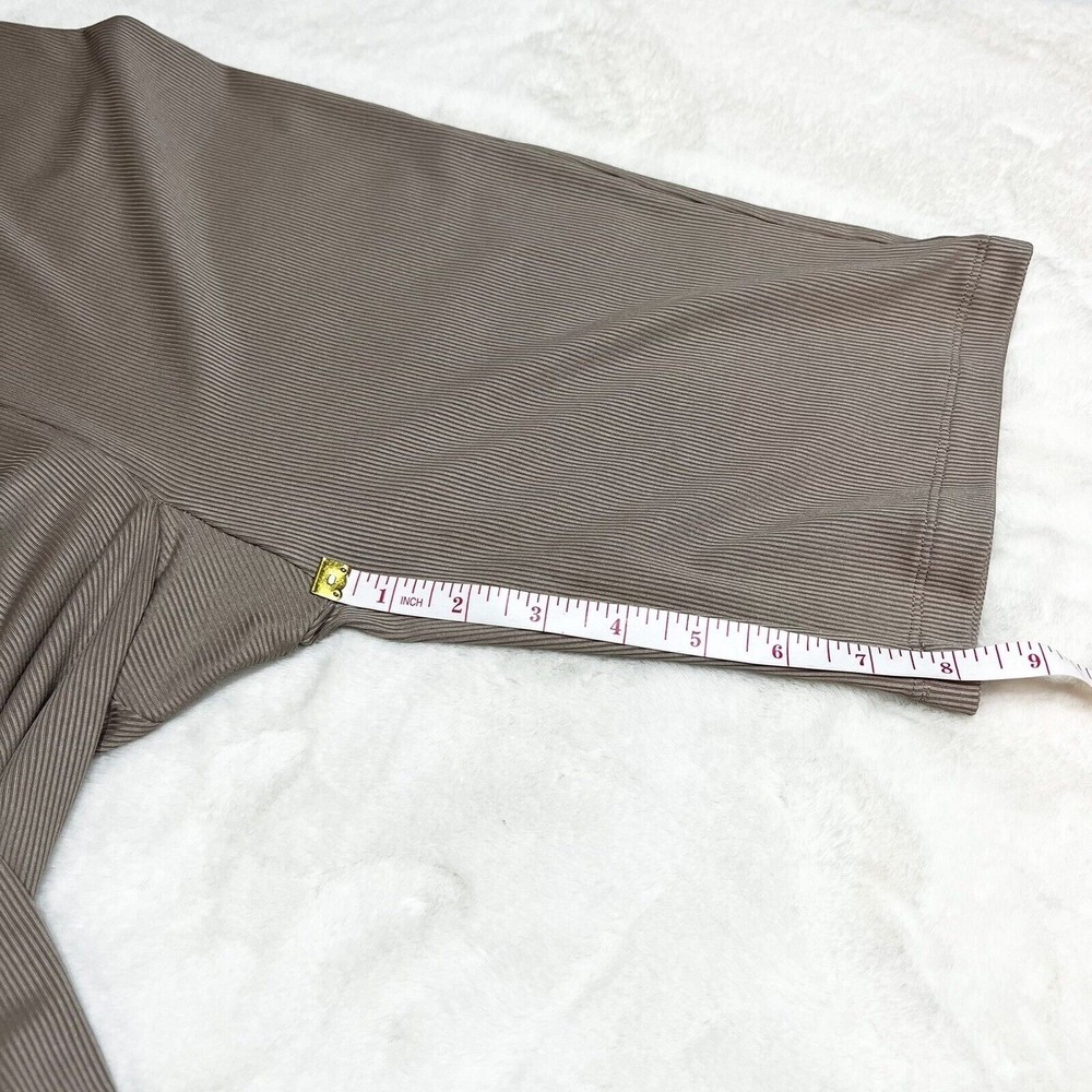 Nicholas Paola Jumpsuit Short Bodysuit Ribbed Mock Neck Tan Zip Women’s S NWT - Picture 10 of 11